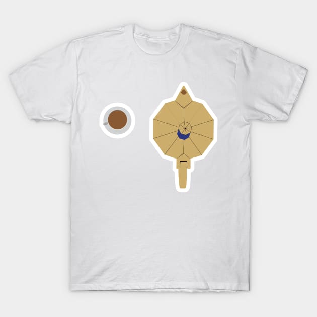 Tea time. Table with kettle and cups. Cartoon illustration. Breakfast time on table. T-Shirt by AlviStudio